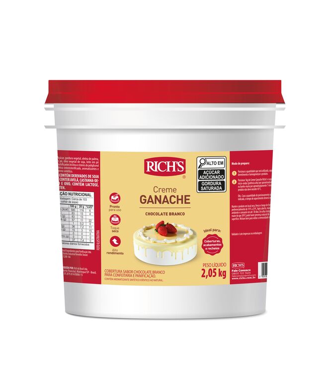 Creme Ganache Chocolate Branco, 2,05kg